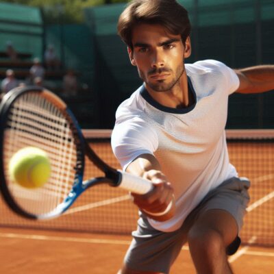 Tennisspieler zu spät am Ball