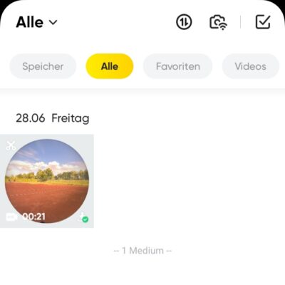 Medienauswahl in der Insta360 App